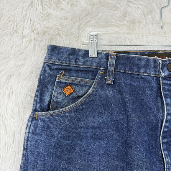 Wrangler Mens Flame Resistant Jeans Size 38x34 Blue Relaxed Workwear FR31MWZ - Picture 6 of 11